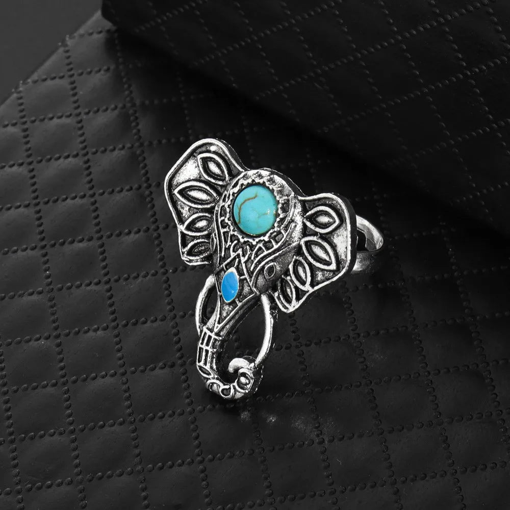 Bague éléphant turquoise - e-thnic