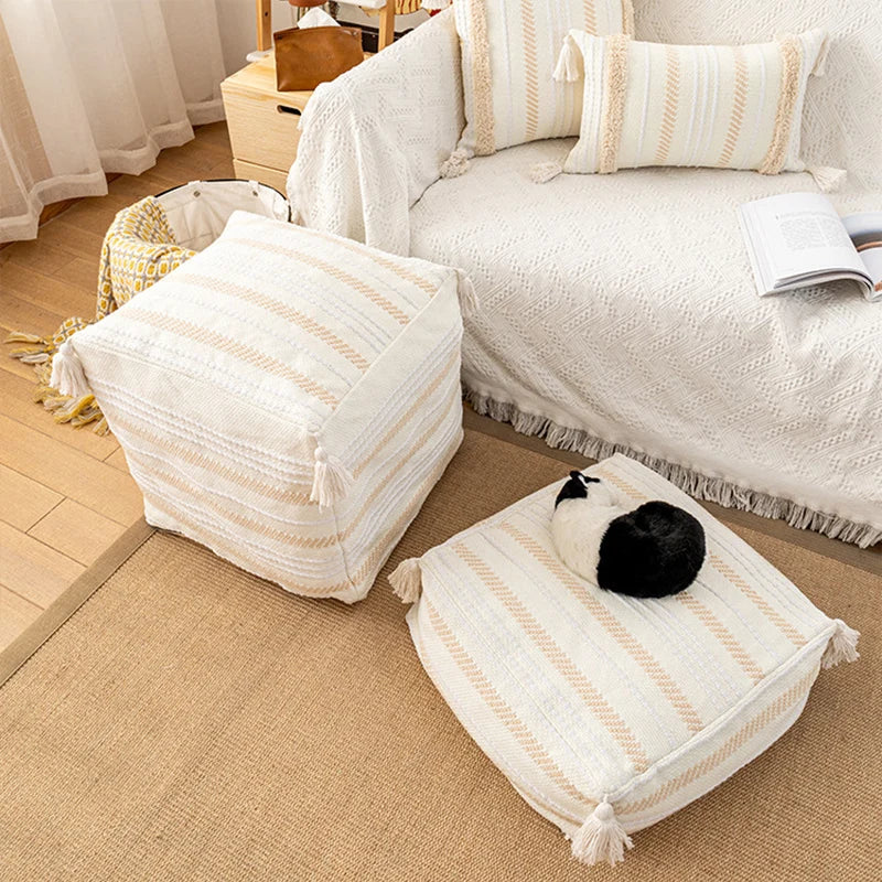 Housse de pouf beige claire - e-thnic