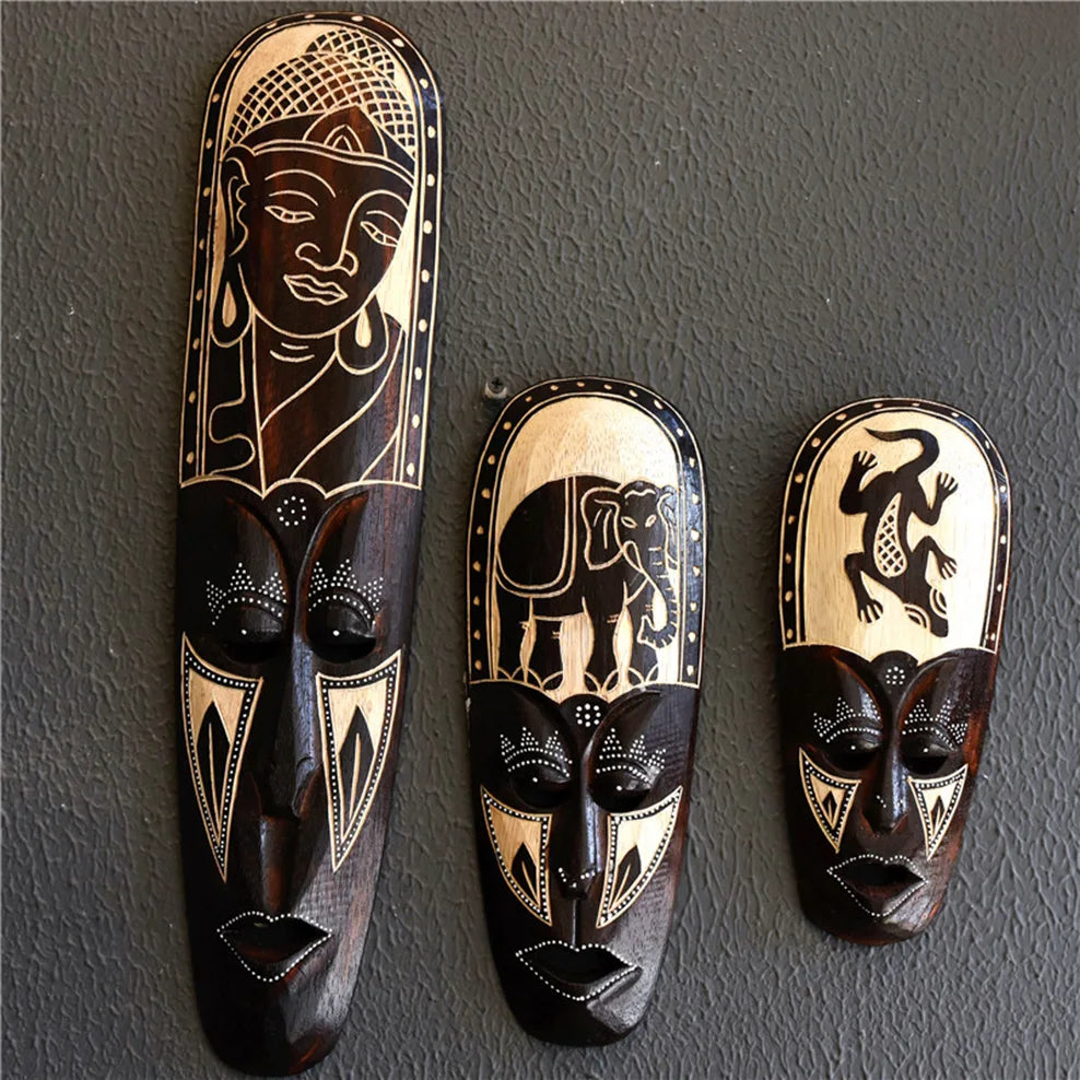Masque sculpté en bois de Thaïlande - e-thnic