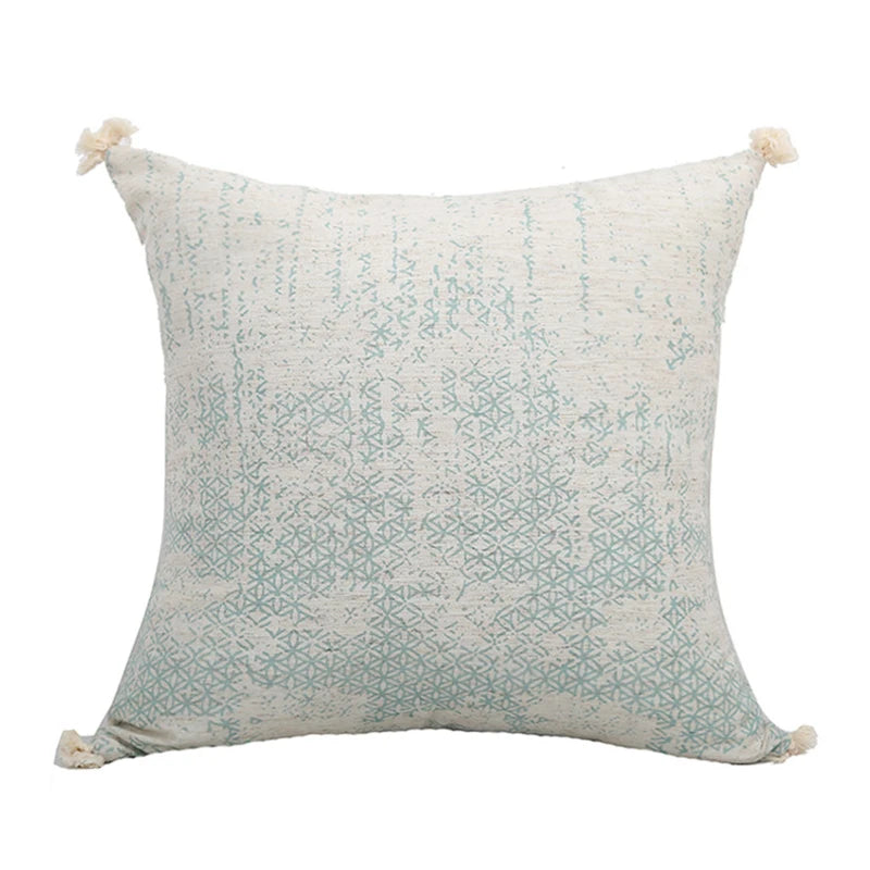 Housse de coussin vert/bleu faite main - e-thnic