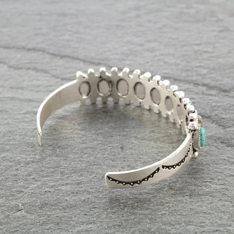 bracelet ouvert en turquoise naturelle - e-thnic