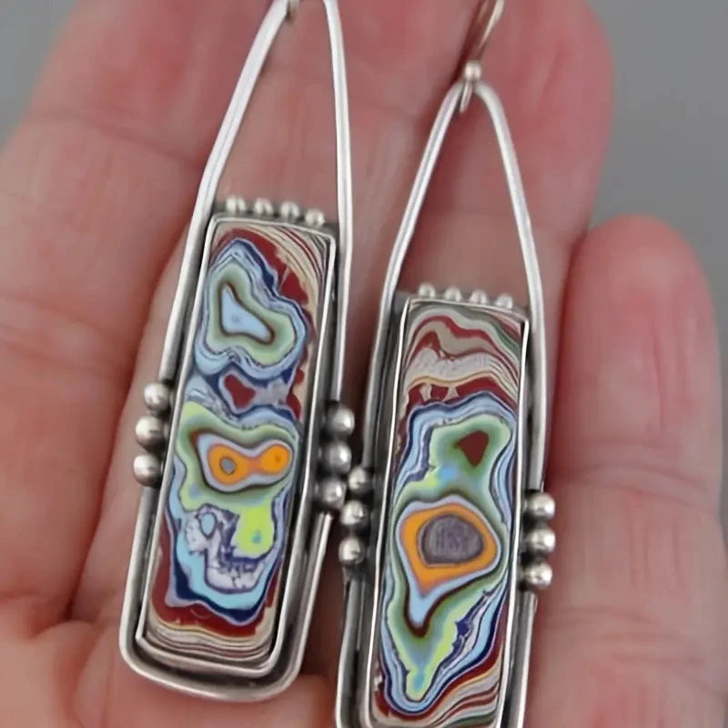 Boucles d'oreilles pendantes colorées en verre - e-thnic