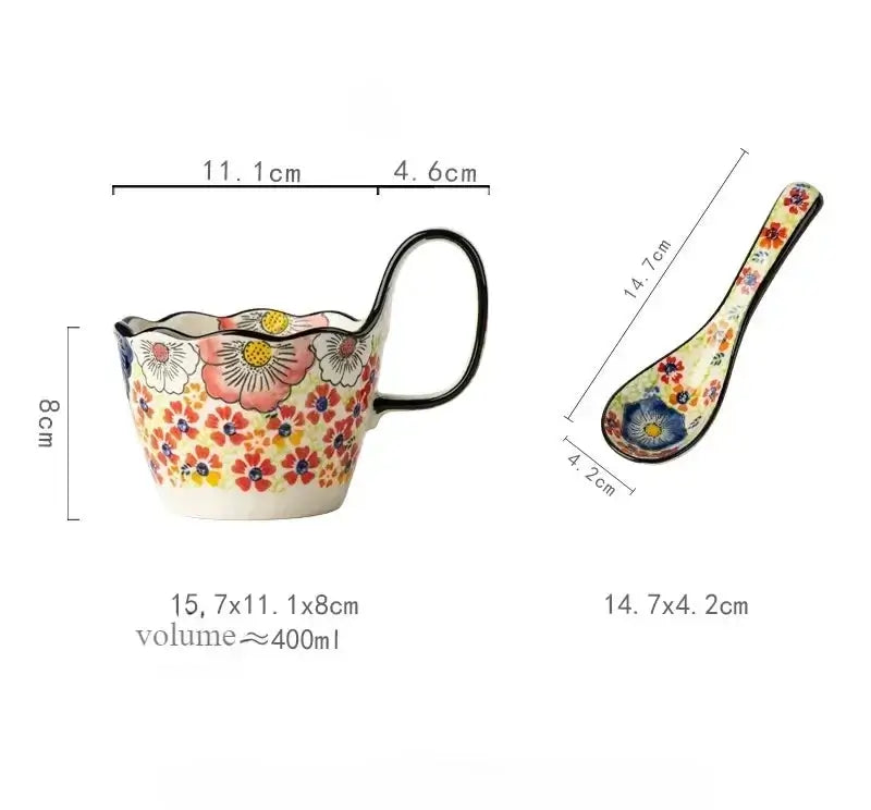 Tasses en porcelaine dessinées à la main avec poignée - e-thnic