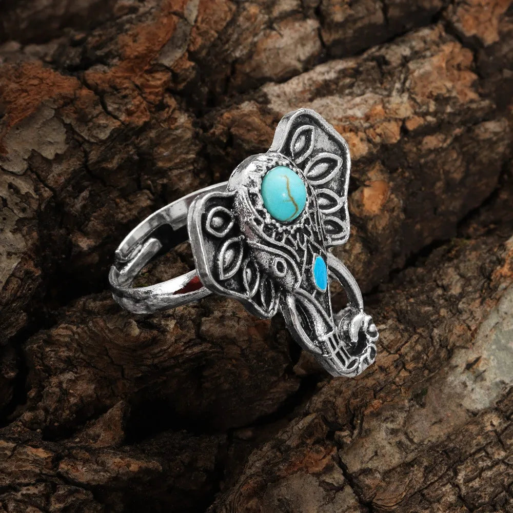 Bague éléphant turquoise - e-thnic