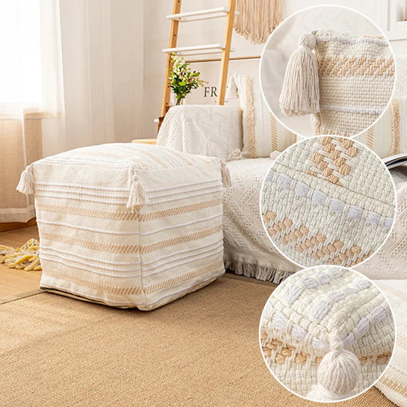 Housse de pouf beige claire - e-thnic