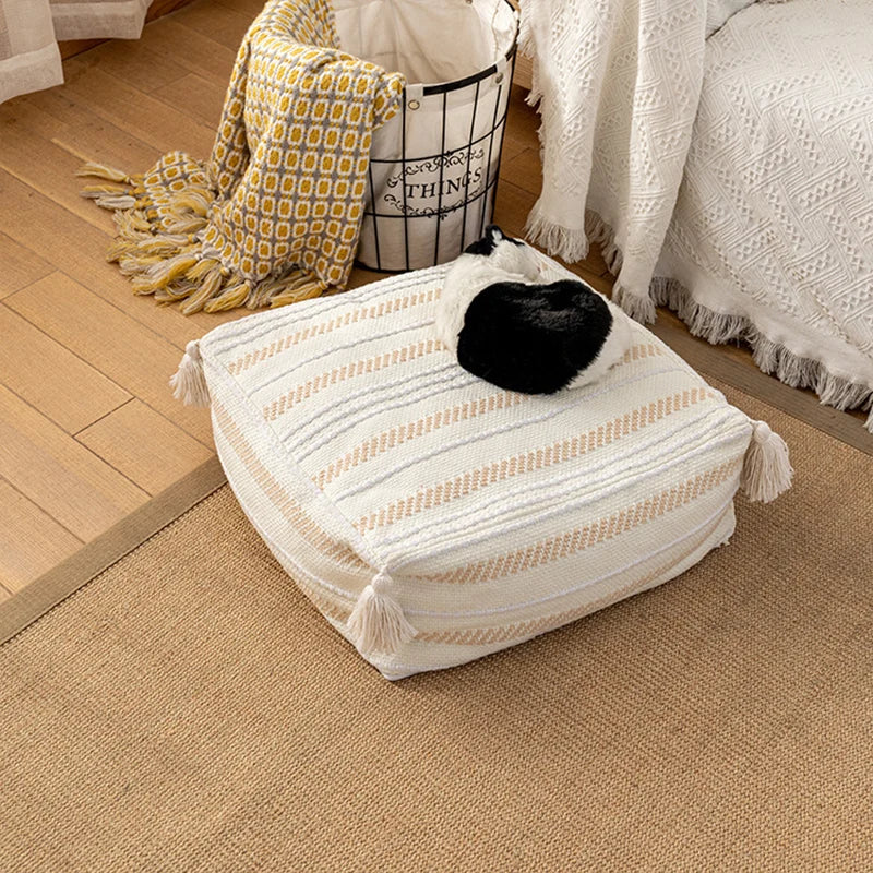 Housse de pouf beige claire - e-thnic