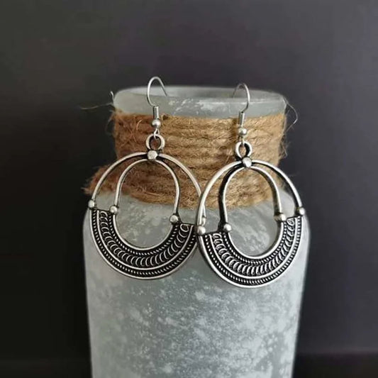 Boucles d'oreilles rondes couleur argent antique - e-thnic