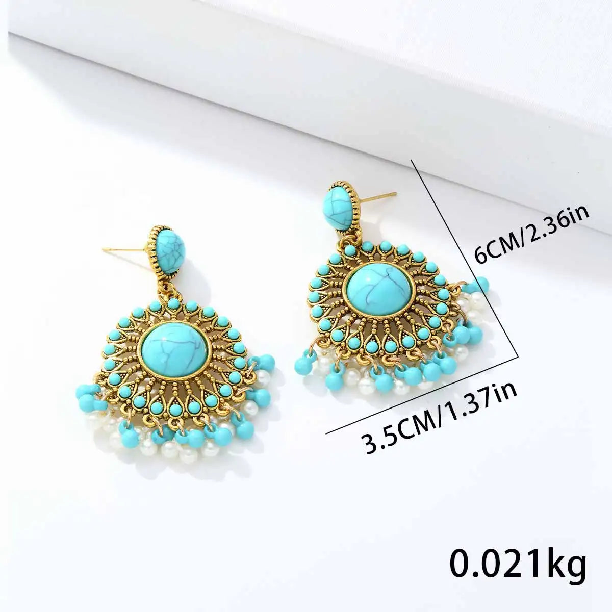 Boucles d'oreille avec pierres turquoise faites main - e-thnic